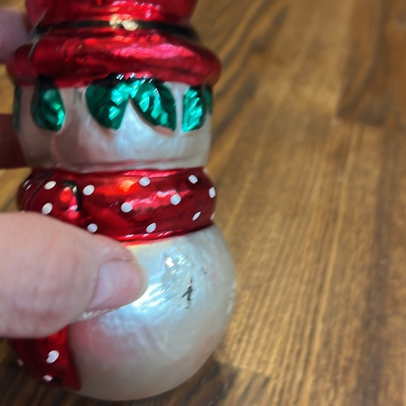 Two piece set Red and White Snowman Christmas Ornament - Picture 7 of 8